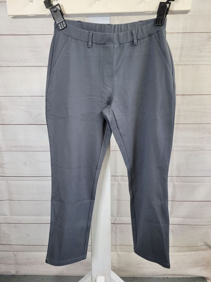 XXSMALL GREY A387862 Susan Graver Petite Knit Twill Pull-On Slim-Leg Ankle Pants