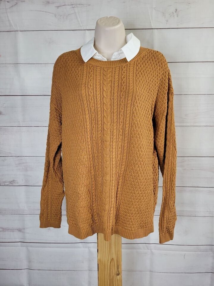 XXSMALL CAMEL A457978 J Jason Wu Mixed Cable Sweater w/ Detachable Collar