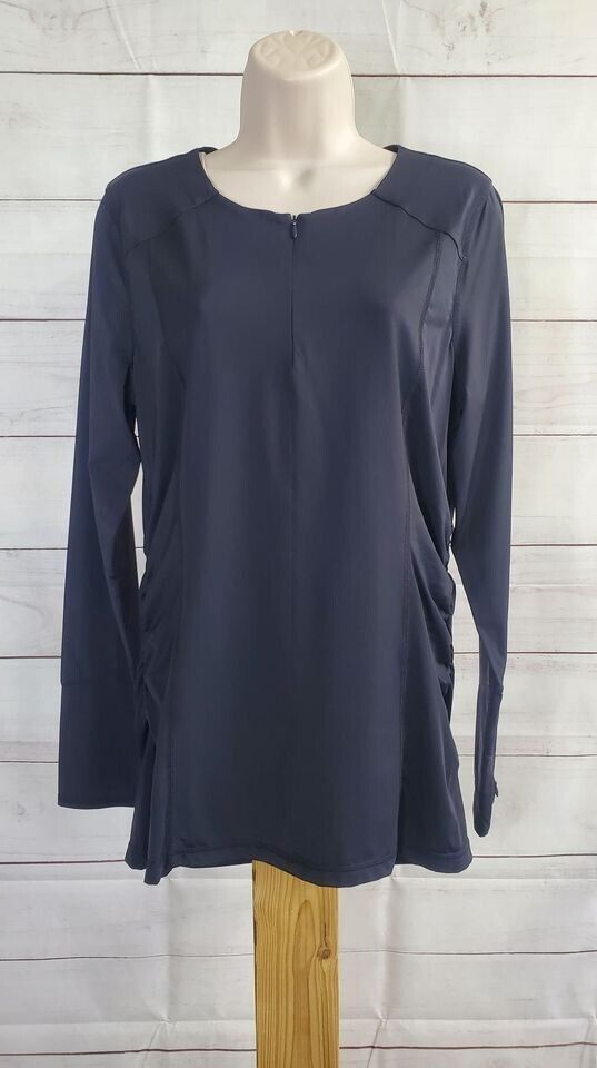 XXSMALL BLACK A377792 zuda Z-Sol Knit Top w/ Ruching Detail