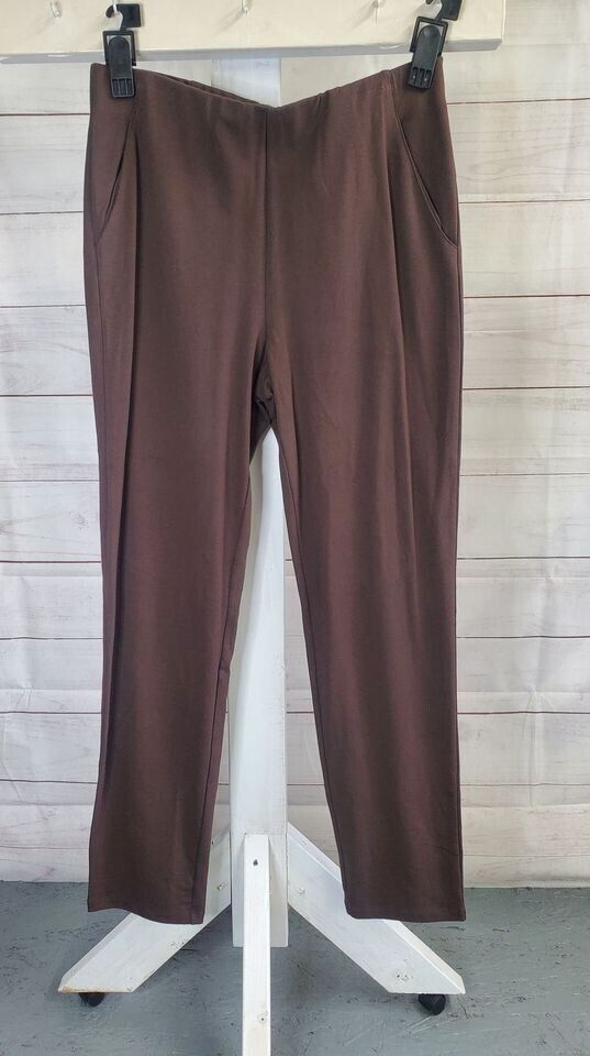 XXSMALL CHOCOLATE A383262 Denim & Co. Tall French Terry Full-Length Pants
