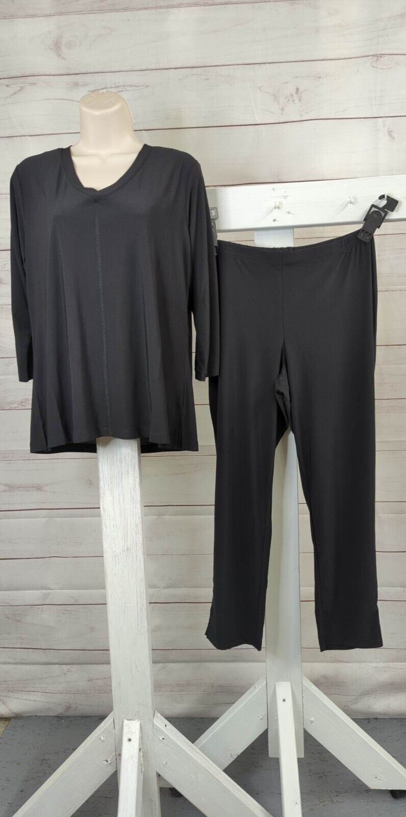 XXS BLACK A518206 Attitudes by Renee Regular Como Jersey 3Pc tunic, tank, & pant