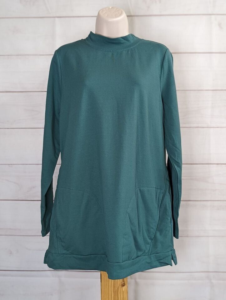 XXSMALL PINE A463292 Denim & Co Active Regular French Terry Mini Mock Neck Tunic