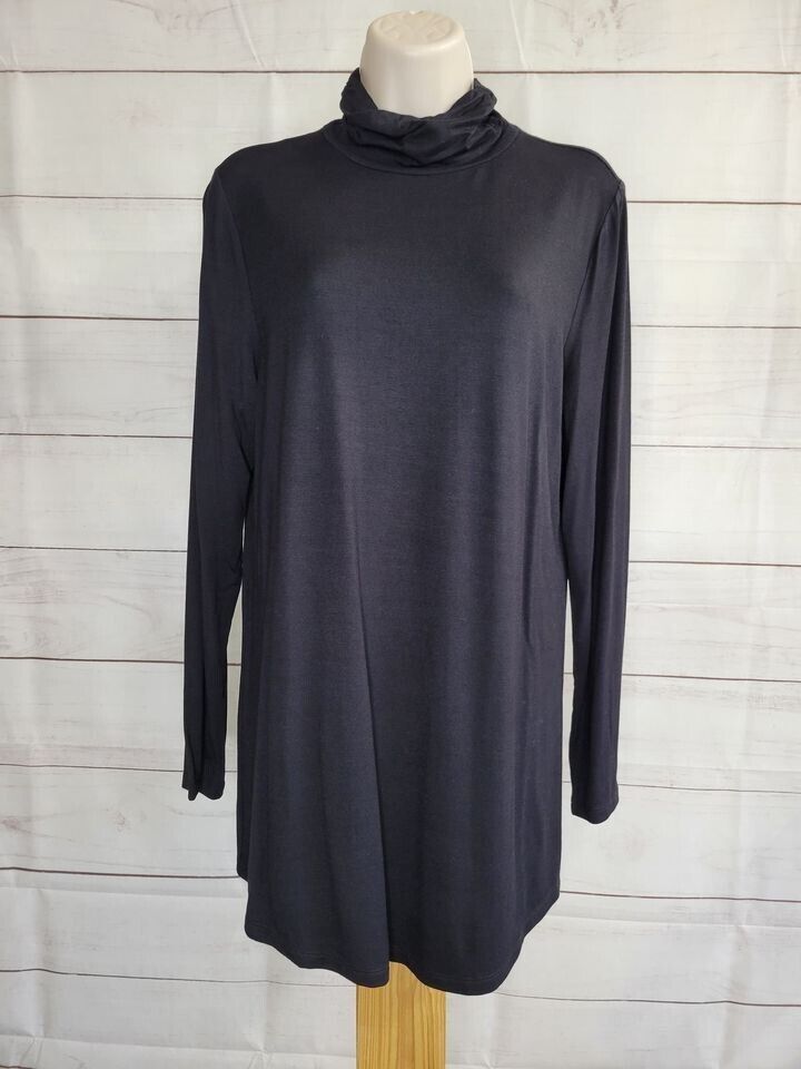 XXSMALL BLACK A388525 Belle by Kim Gravel Modal Spandex Ruched Turtleneck