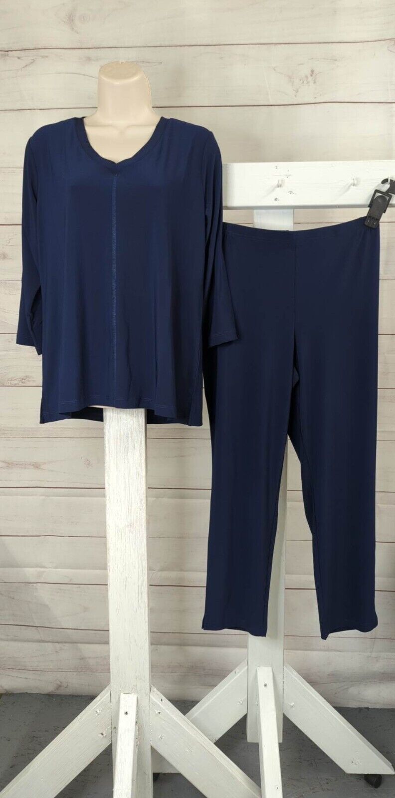 XXS NAVY A518207 Attitudes by Renee Petite Como Jersey 3Pc tunic, tank, and pant