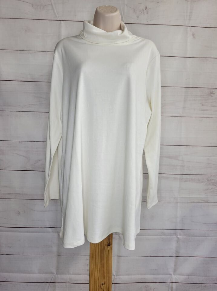 XXSMALL NATURAL A389033 Denim & Co. Essentials Interlock Turtle Neck Tunic