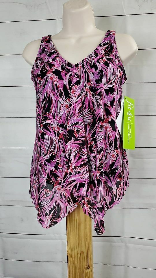 8R PINK A394007 Fit 4 U V-Neck Handkerchief Hem Top