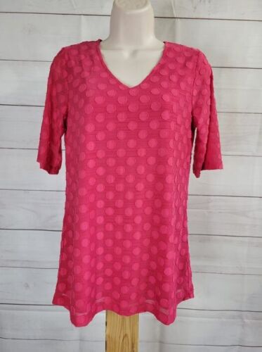 XXSMALL PINK A393729 Susan Graver Burnour Jacquard Knit Elbow-Sleeve Fully-Line