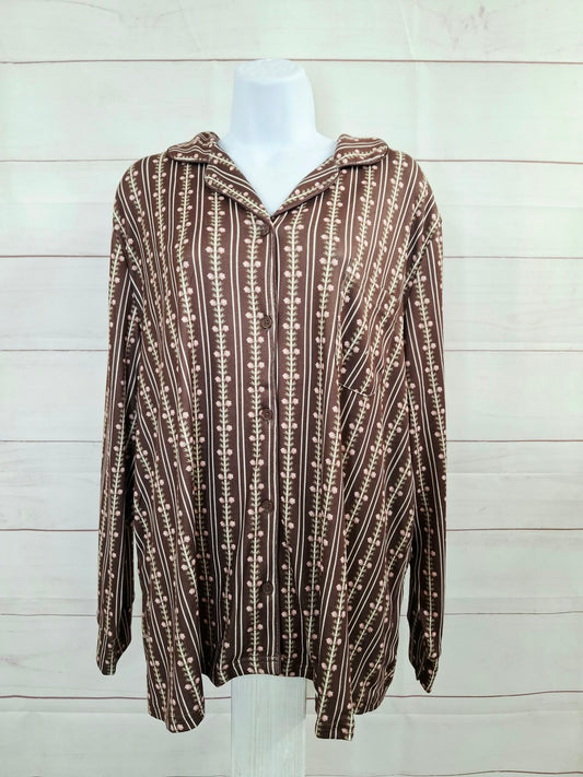 XLARGE CHOC A706765 Berkshire Homewear 2pc Printed Pointelle Notch Collar Pajama