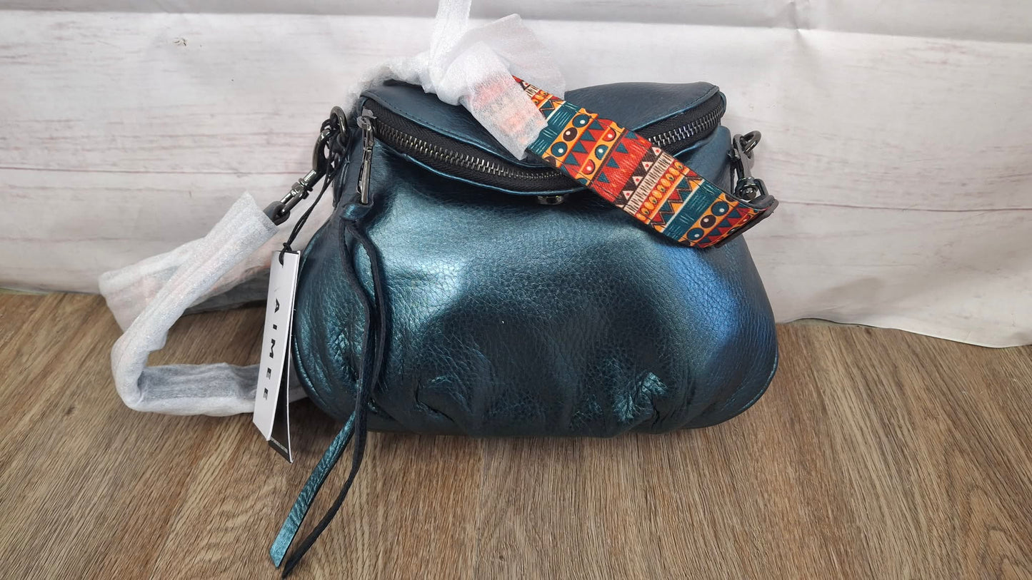 METALLIC FOREST Aimee Kestenberg Dual Entry Leather Crossbody w/ Two Way Strap
