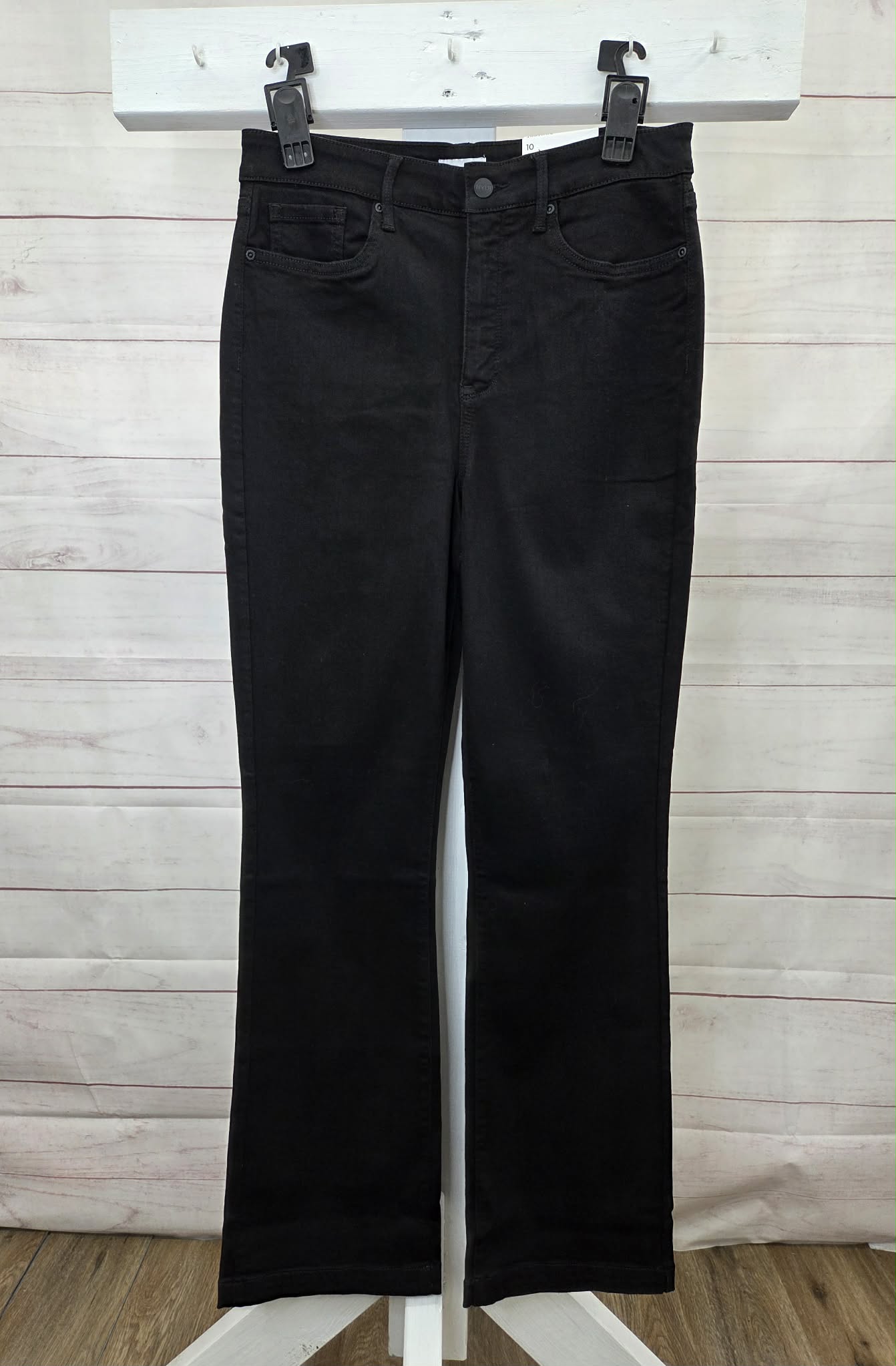 10R BLACK A704672 NYDJ Regular Sure Stretch High-Rise Barbara Bootcut Jeans - Regular