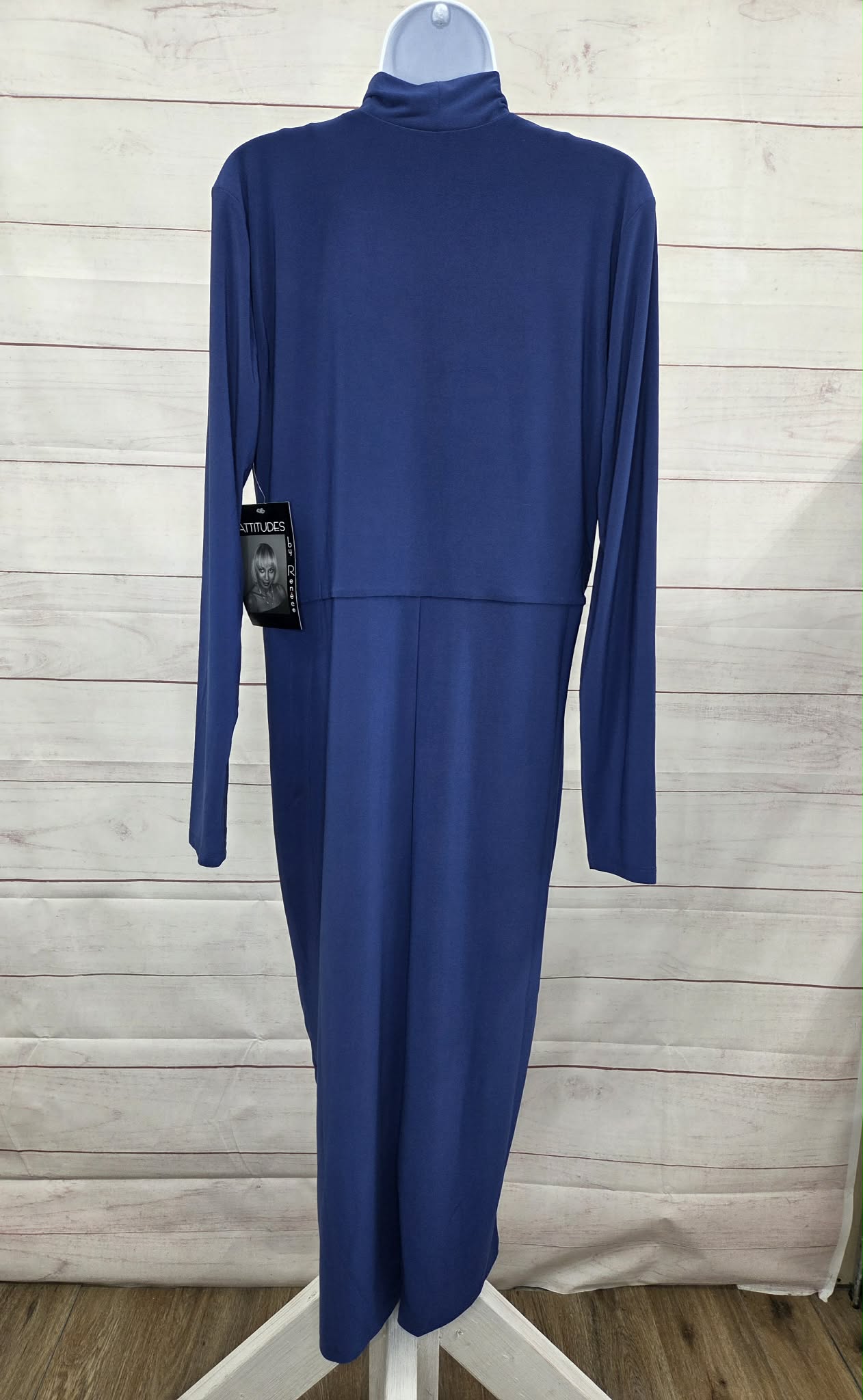 LARGE SAPPHIRE A708814 Attitudes by Renee Regular Como Jersey Surplice Midi Dress