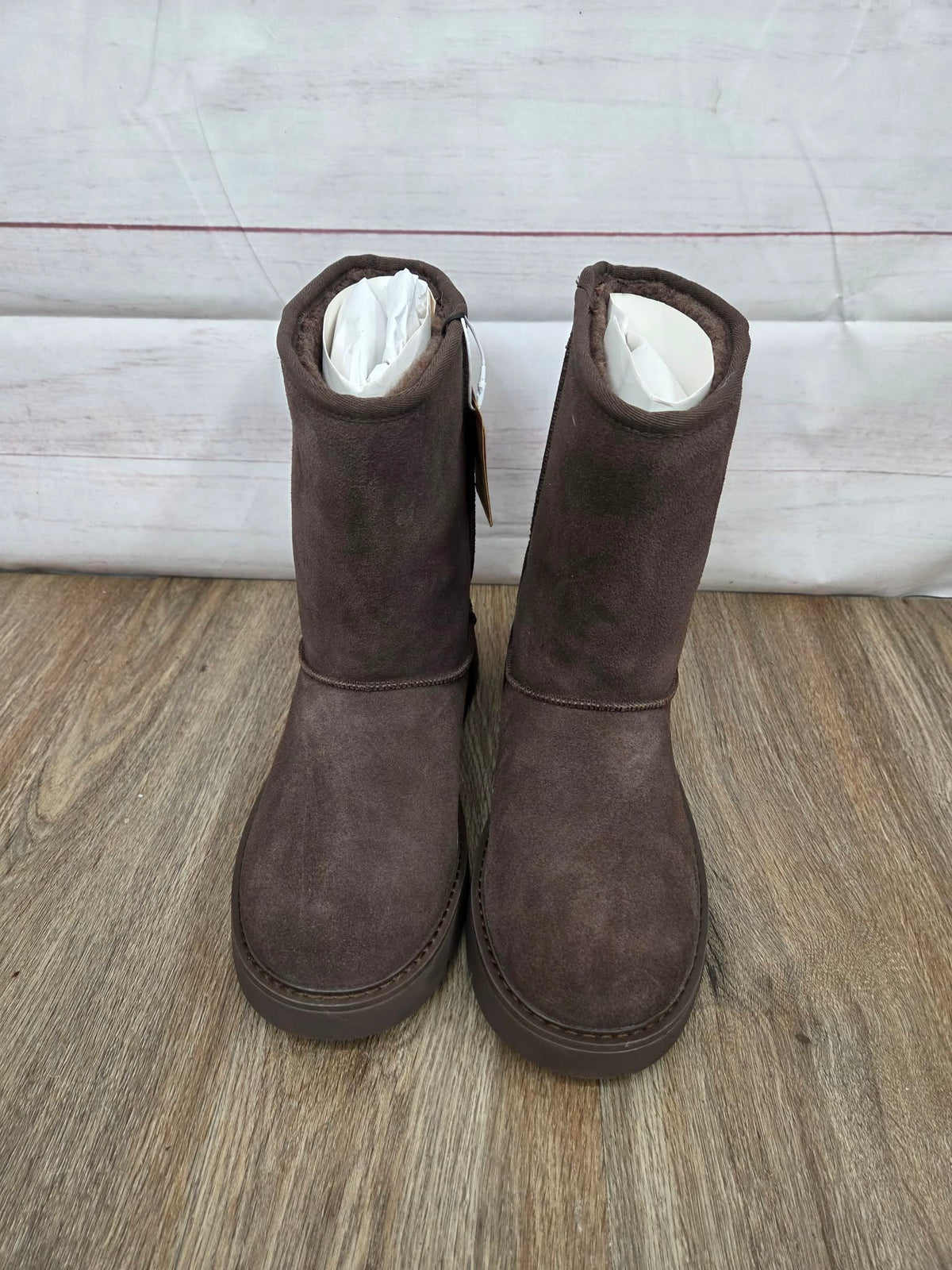 10 CHOCOLATE A704708 Skechers Slip-ins Keepsakes Cozy Water Repellent Suede Boots