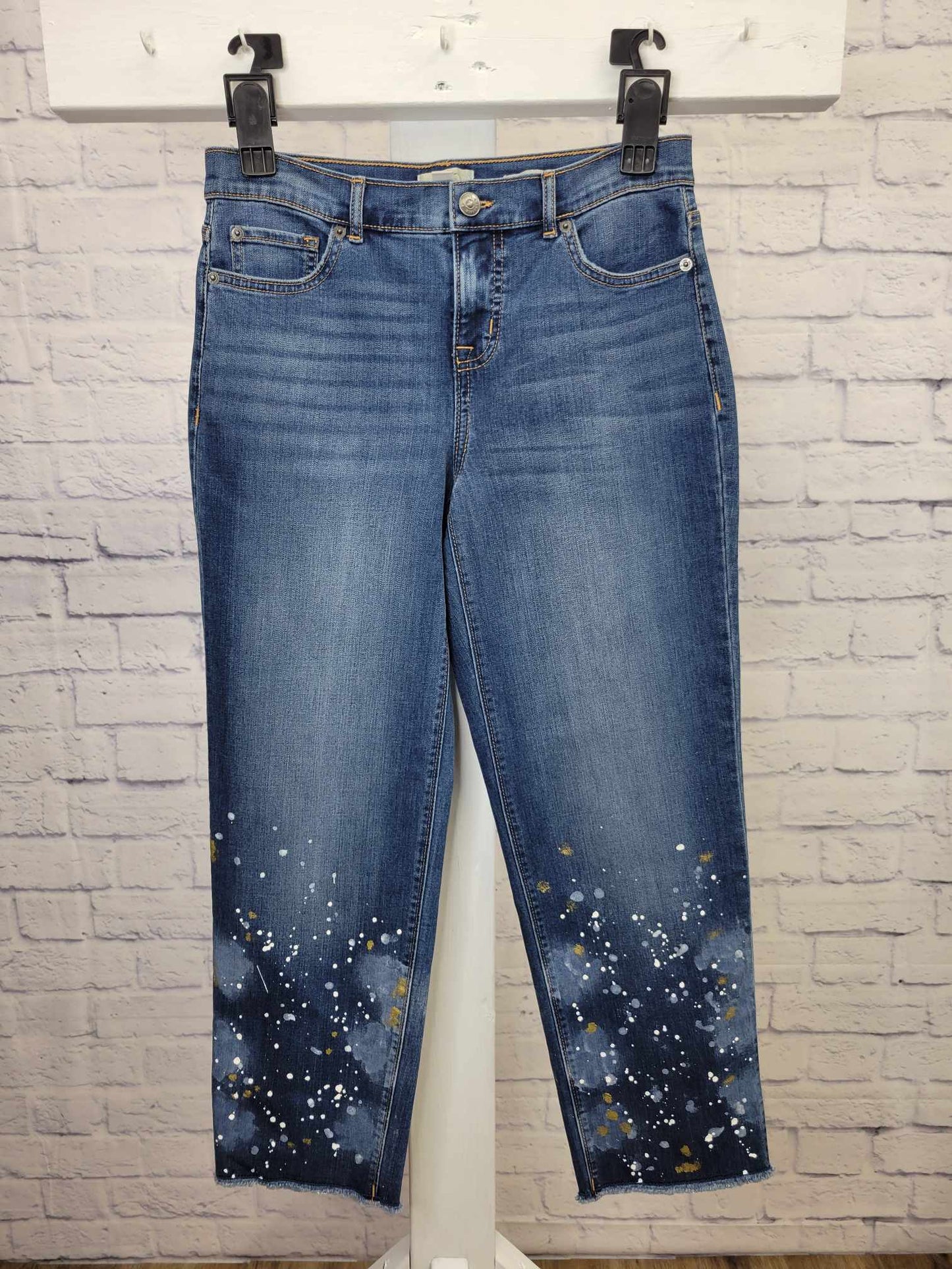 0P DK INDIGO A386540 LOGO by Lori Goldstein Petite Slim Leg Boyfriend jeans