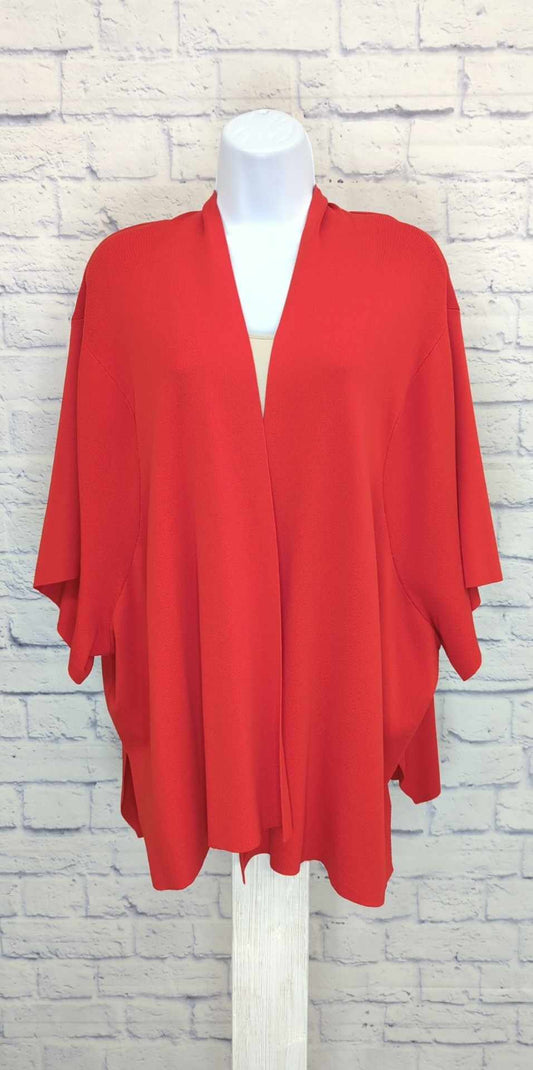 1X RED A397365 Truth + Style Knit Open Front Cropped Shrug Cardigan