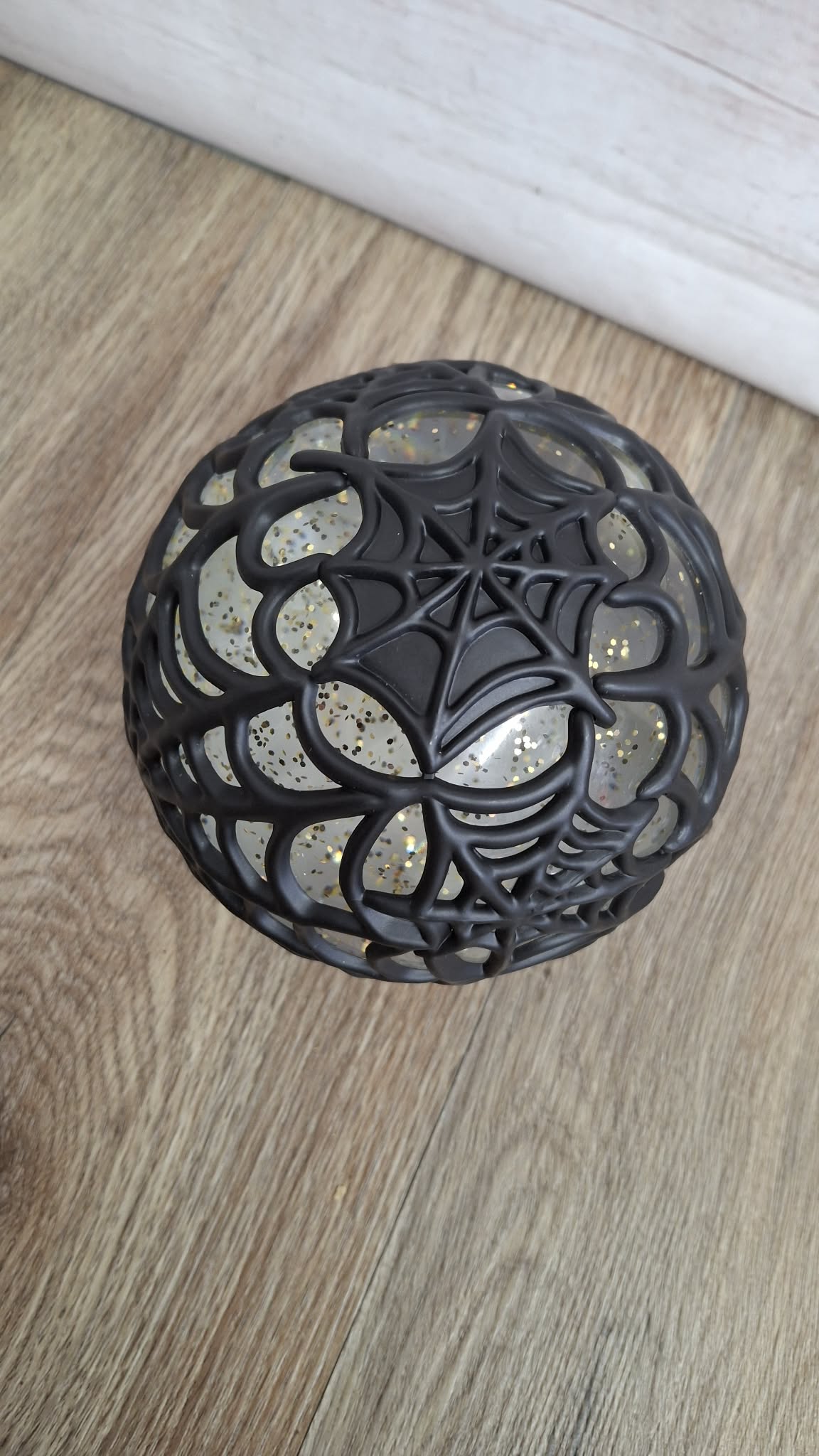5" Illuminated Spider Web Glitter Sphere by Valerie