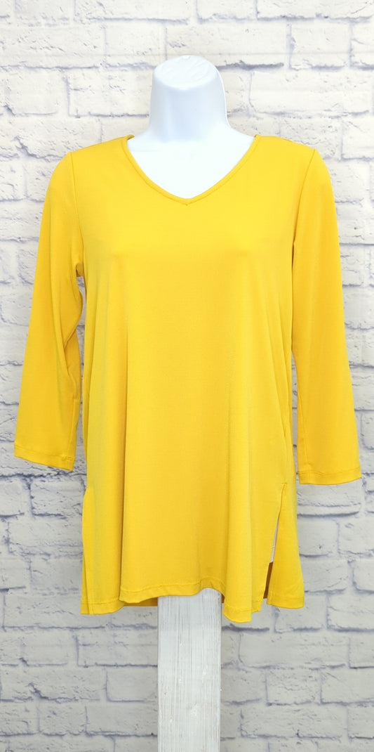 XXSMALL A512799 Susan Graver Modern Essentials Regular Liquid Knit Tunic GOLD