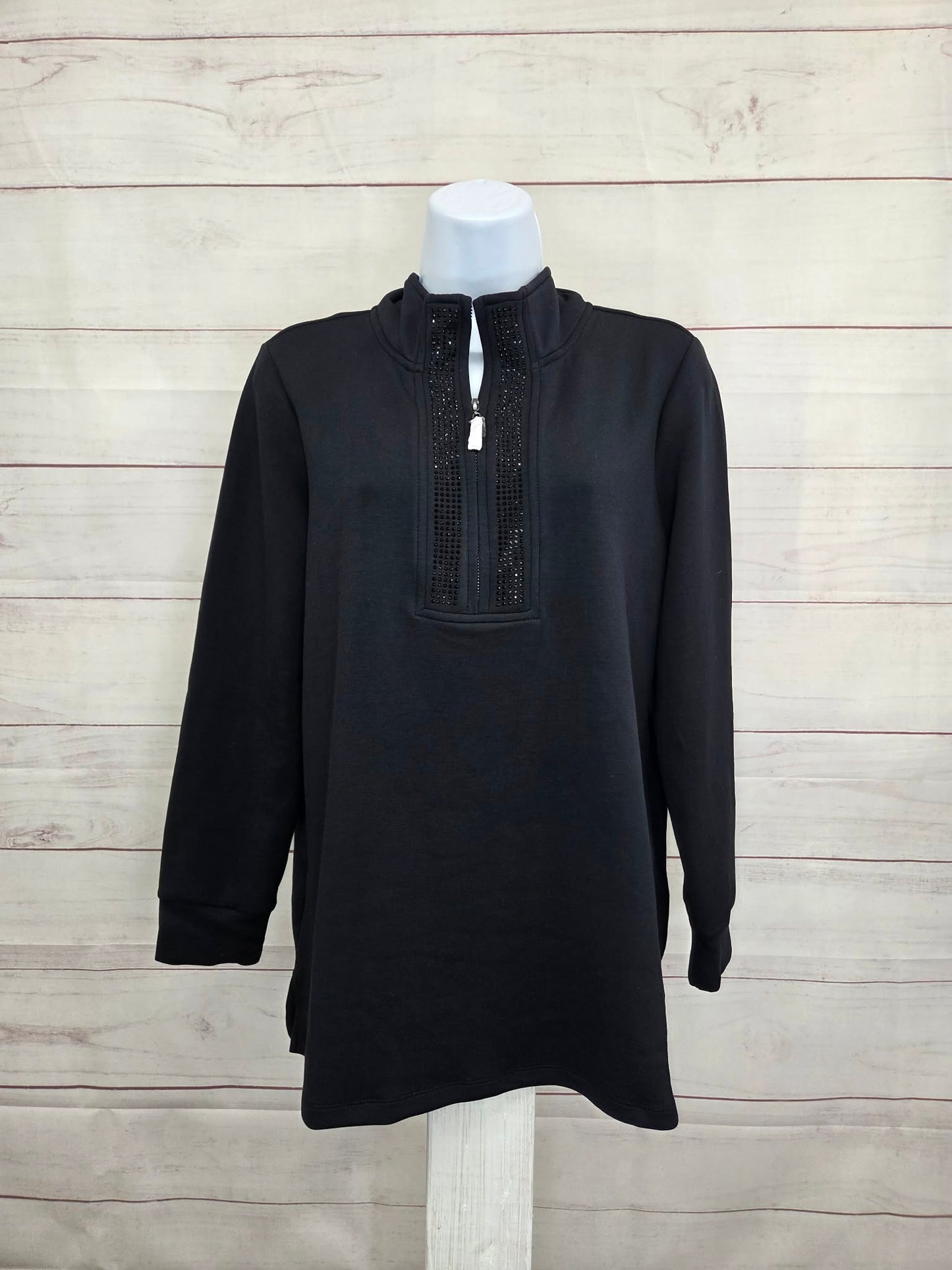 XSMALL PETITE A710227 Belle by Kim Gravel Petite ScubaLuxe Sparkle Half-Zip Tunic