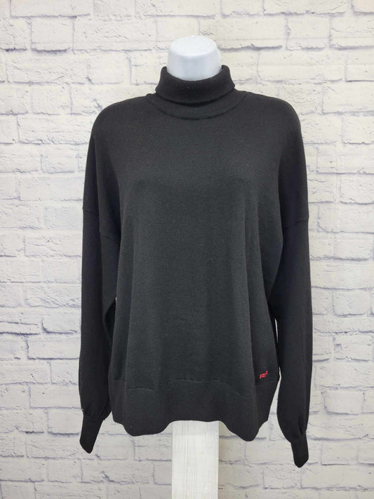 SMALL BLACK A461935 Peace Love World Pure Love Turtleneck Sweater