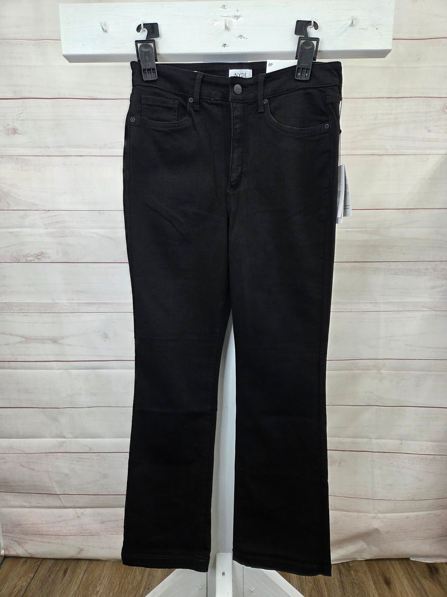 8P BLACK A704673 NYDJ Petite Sure Stretch High-Rise Barbara Bootcut Jeans- Petite