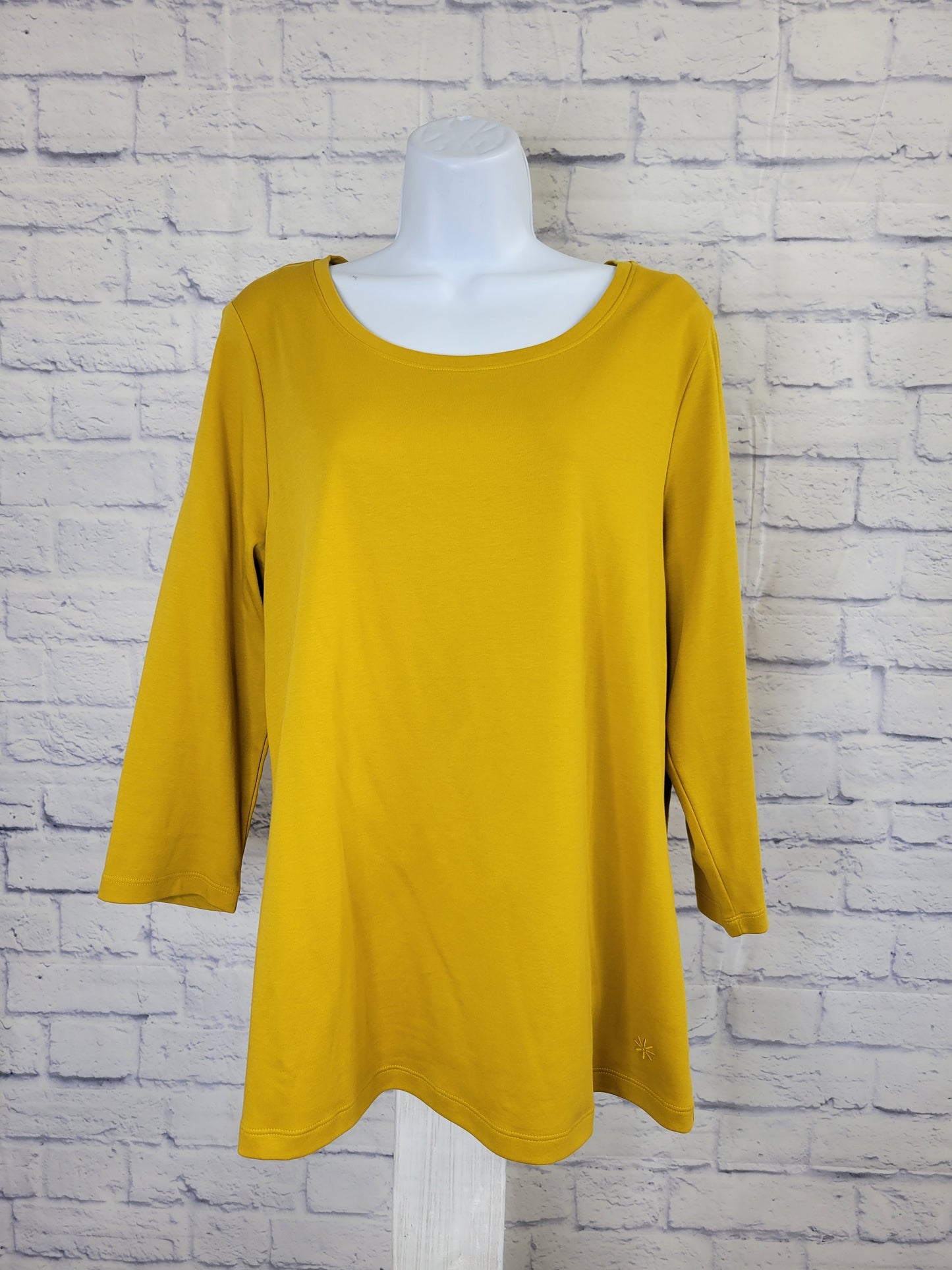 LARGE GOLD A454848 Isaac Mizrahi Live! Pima Cotton 3/4 sleeve T-Shirt