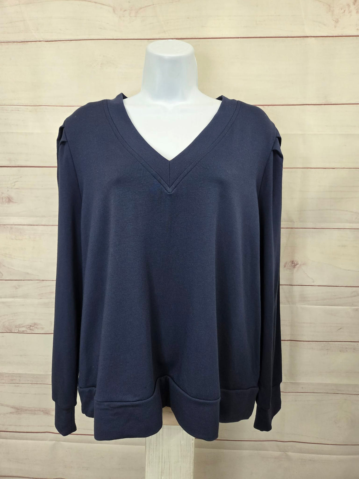 LARGE NAVY AnyBody Petite Cozy Knit French Terry Top & Pants Set