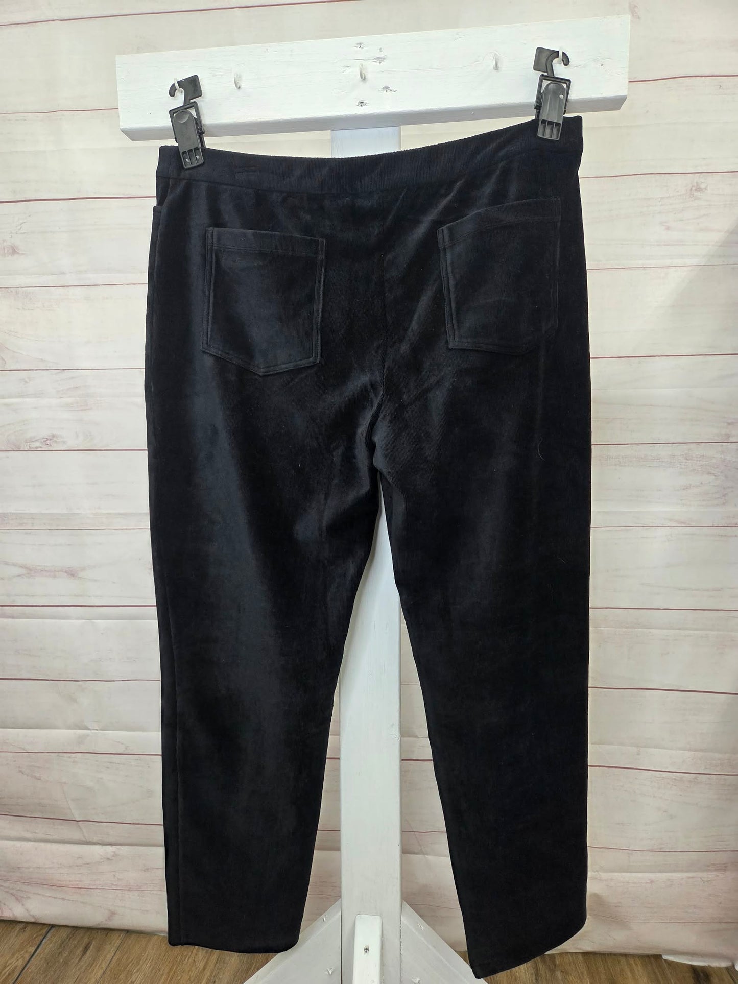XLARGE BLACK A700727 Susan Graver Weekend Regular Knit Corduroy Straight Leg Pant