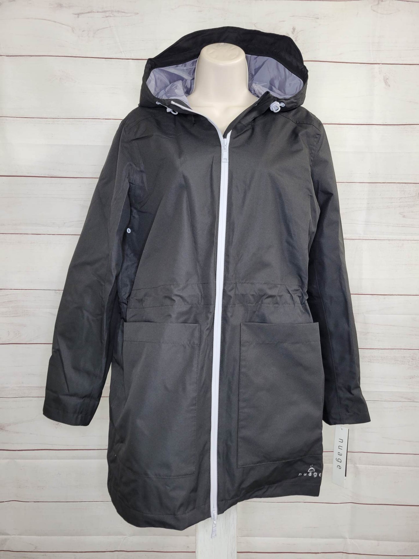 LARGE BLACK A391361 Nuage Waterproof Jacket with Patch Pockets & Back Vent