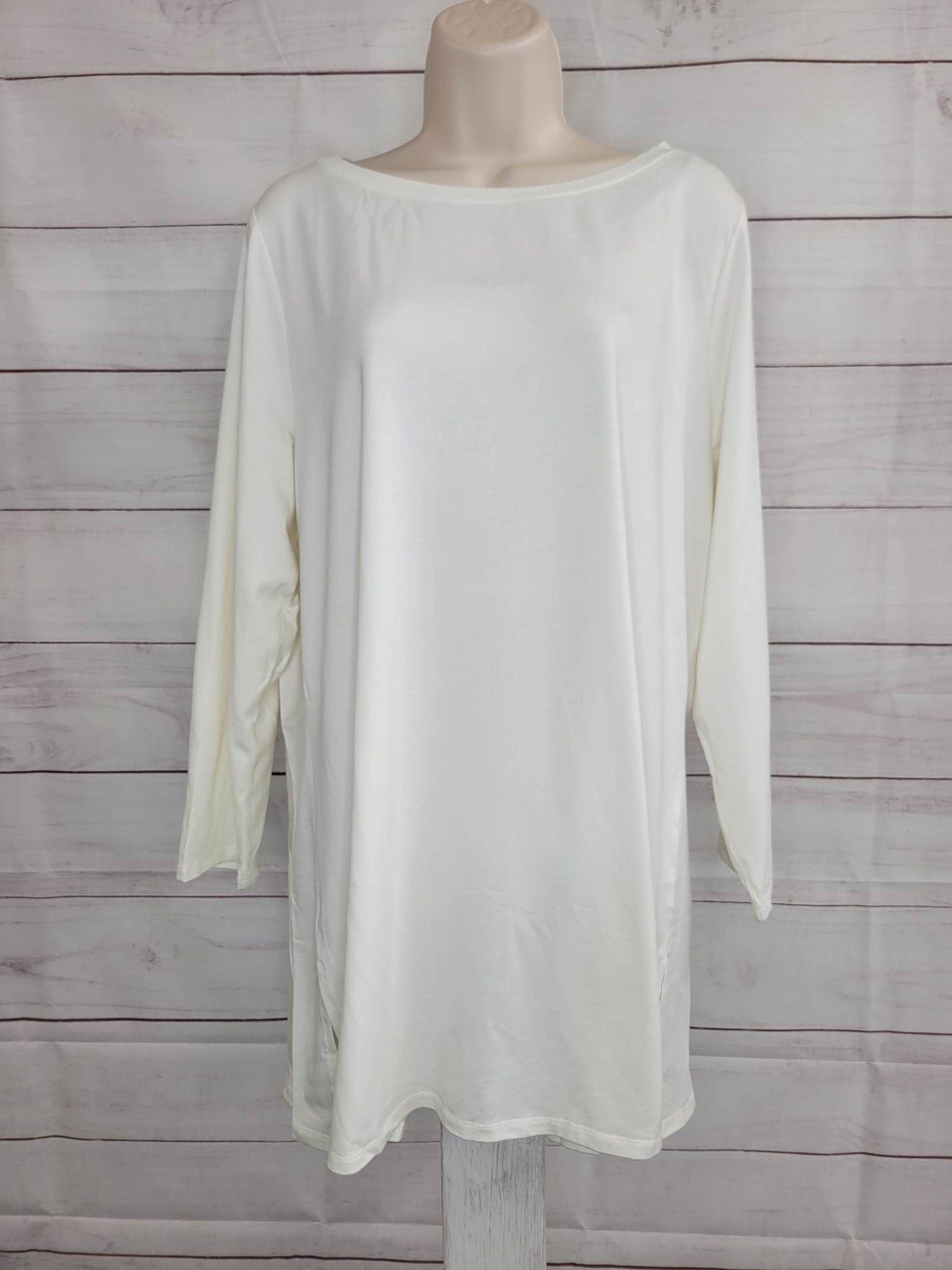 LARGE MAGNOLIA A391272 Belle by Kim Gravel TripleLuxe Pima Boat Neck 3/4 Sleeve Top