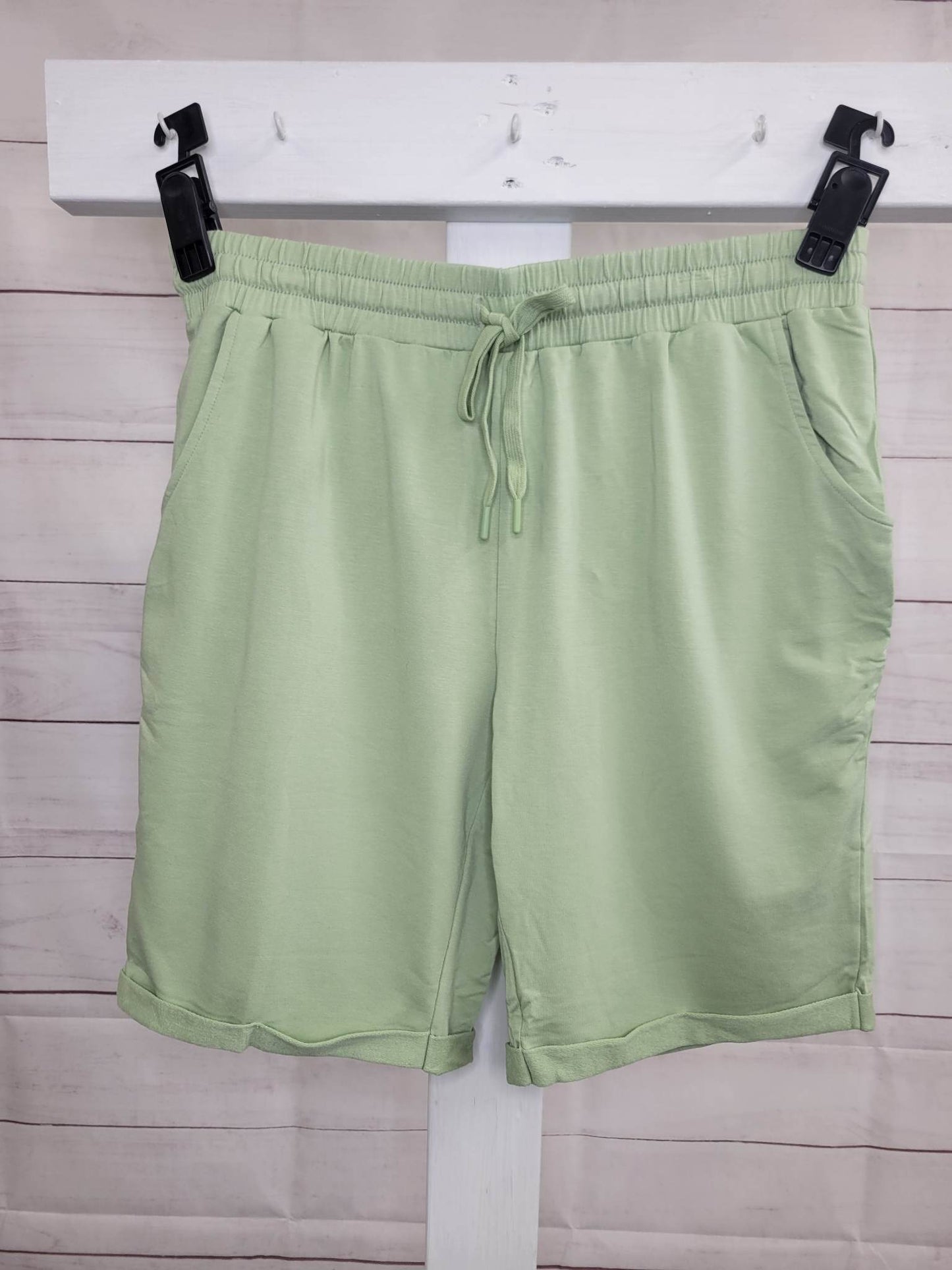 LARGE GREEN A397039 zuda Regular Z-Knit Cuffed Bermuda Shorts with Drawcord