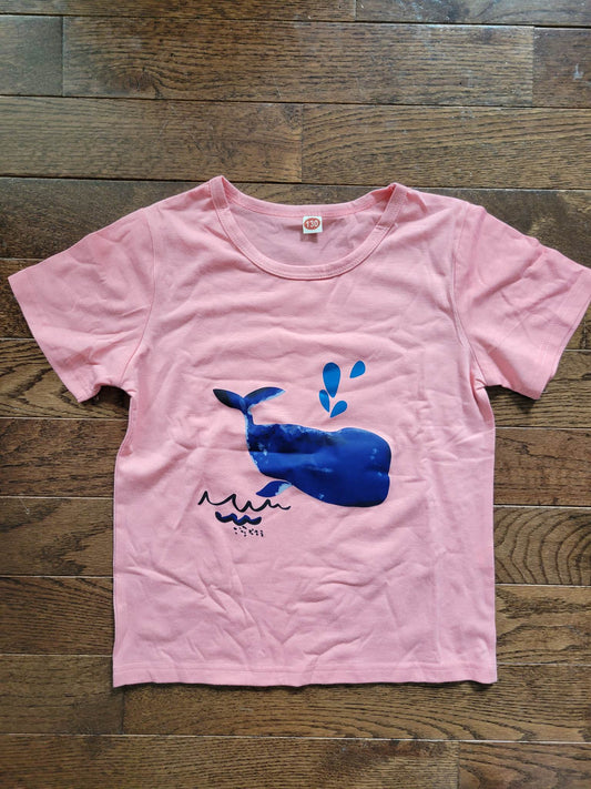 Pink Whale Shirt - Boys 7-8 Years Kids Medium