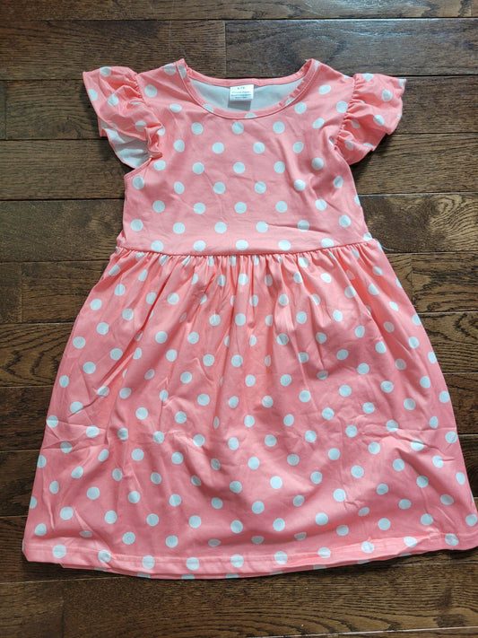 Pink Polka Dot Dress 6-7 Years Kids Small/Medium