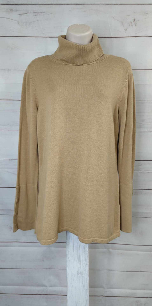 SMALL CAMEL A550641 Belle by Kim Gravel High Low Mock Neck Tunic Sweater