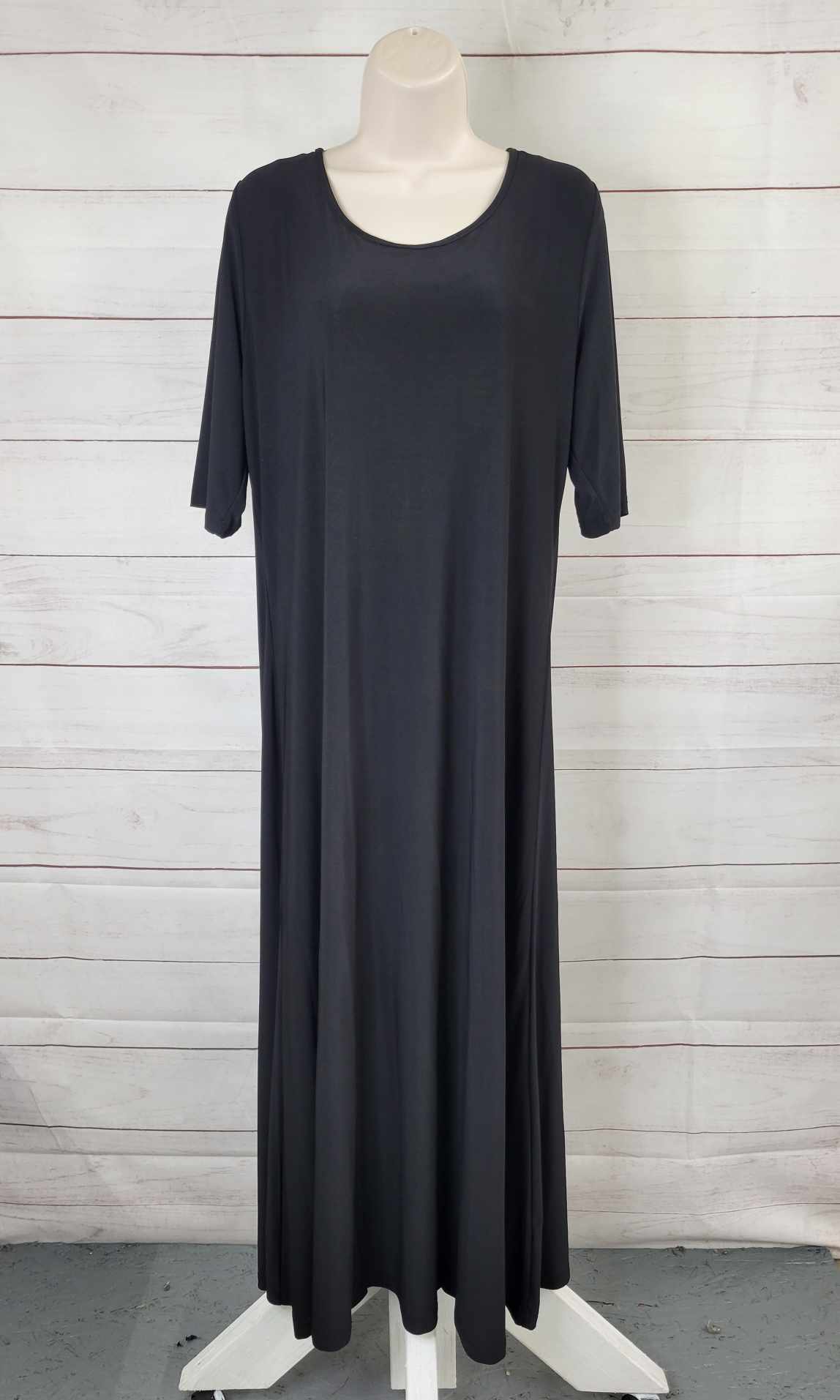 MEDIUM BLACK A455295 Attitudes by Renee Regular Como Jersey Elbow Slv Maxi Dress