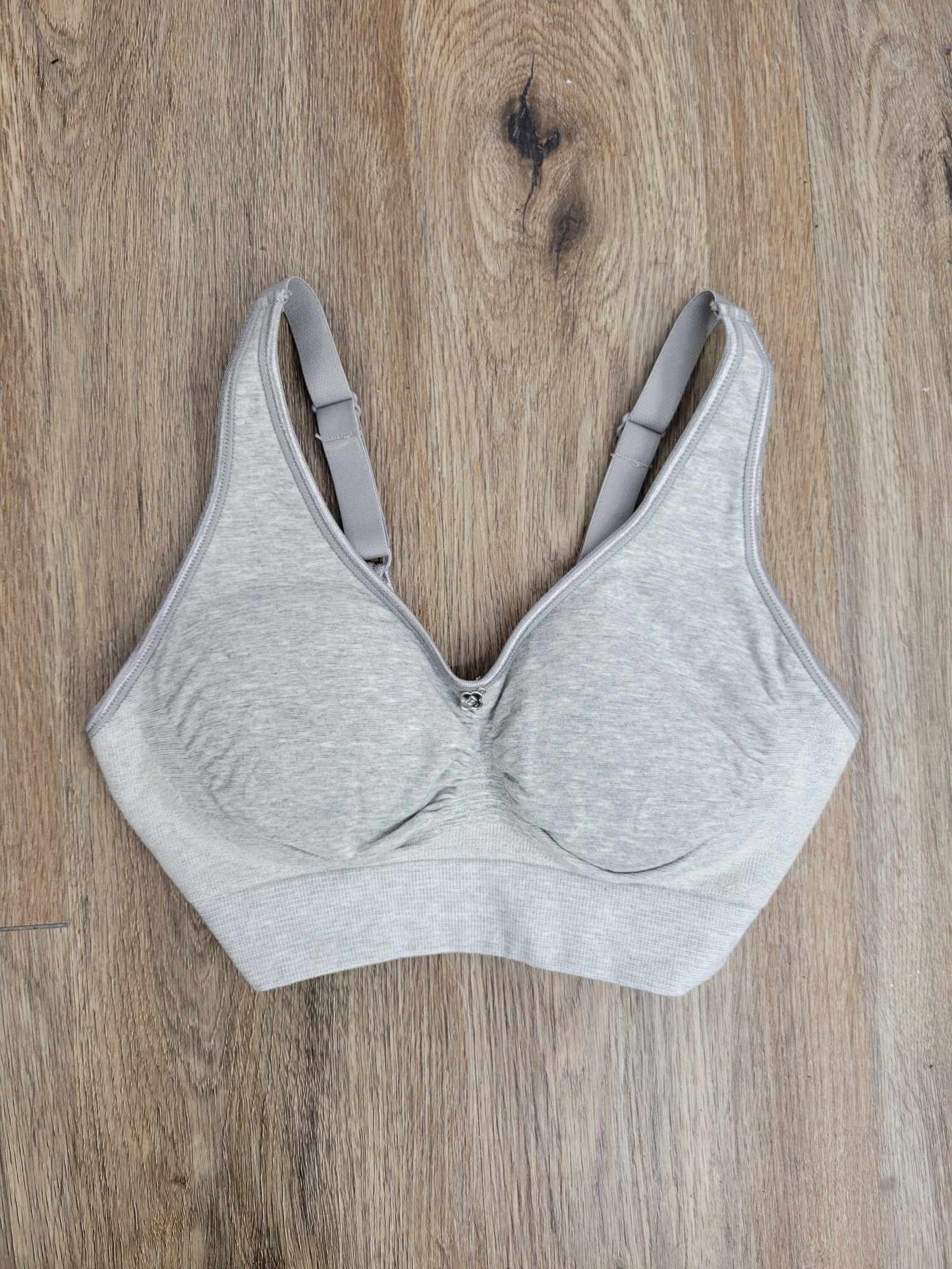 SMALL GREY A393516 Breezies Seamless Cotton Wirefree Lounge Bra w/Removable Pads