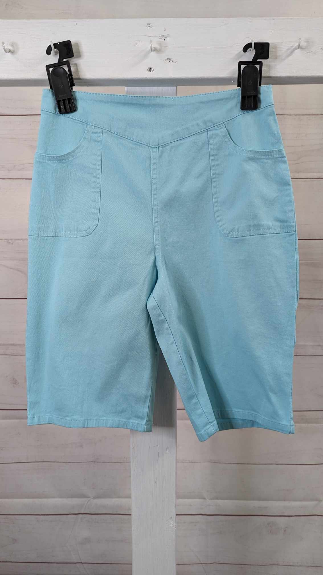 SMALL LIGHT TURQUOISE A251423 Denim & Co. "How Timeless" Bermuda Shorts with Pockets