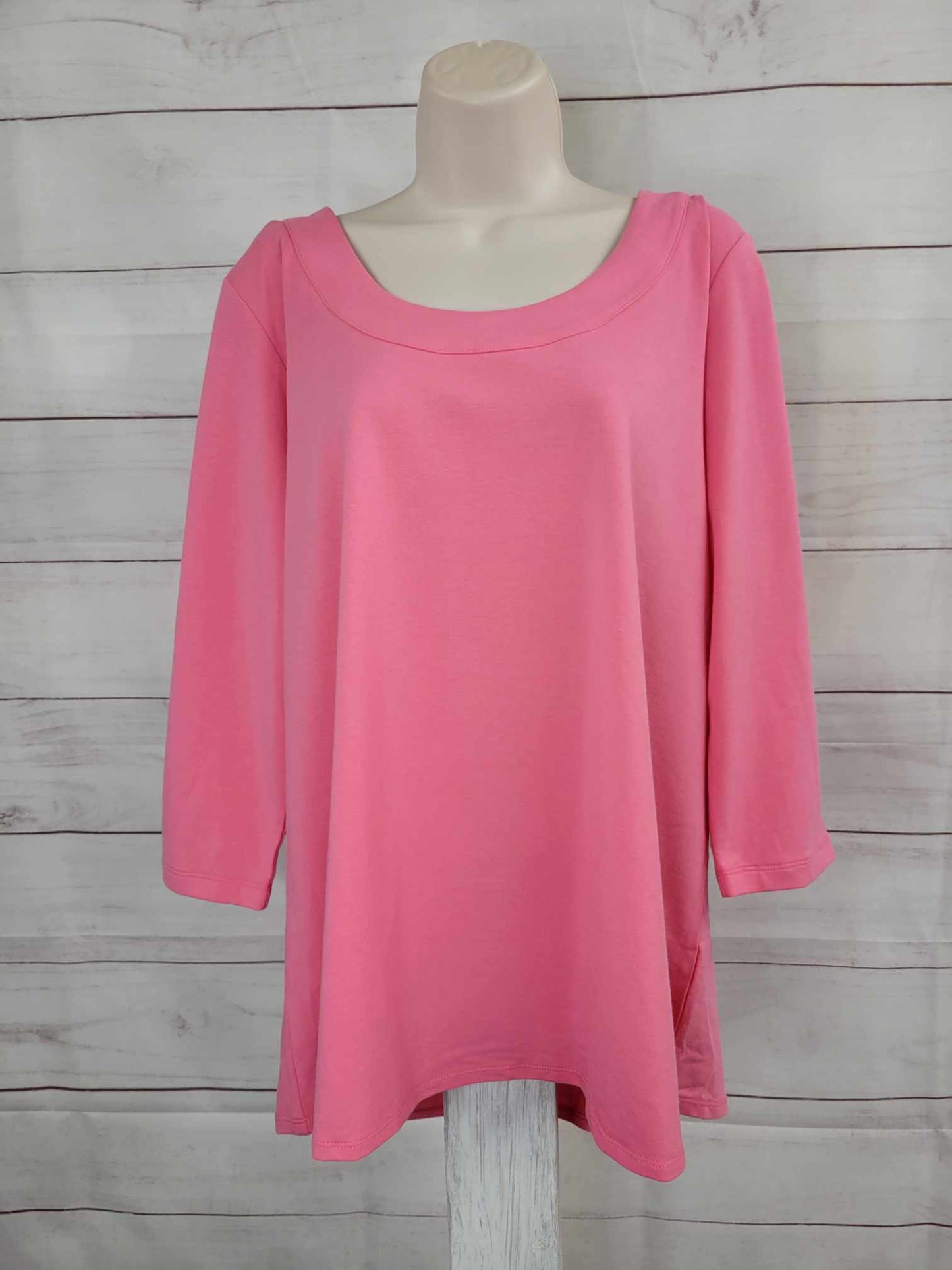 LARGE PINK A479157 Susan Graver Regular Weekend Essentials Comfy Cotton Tunic