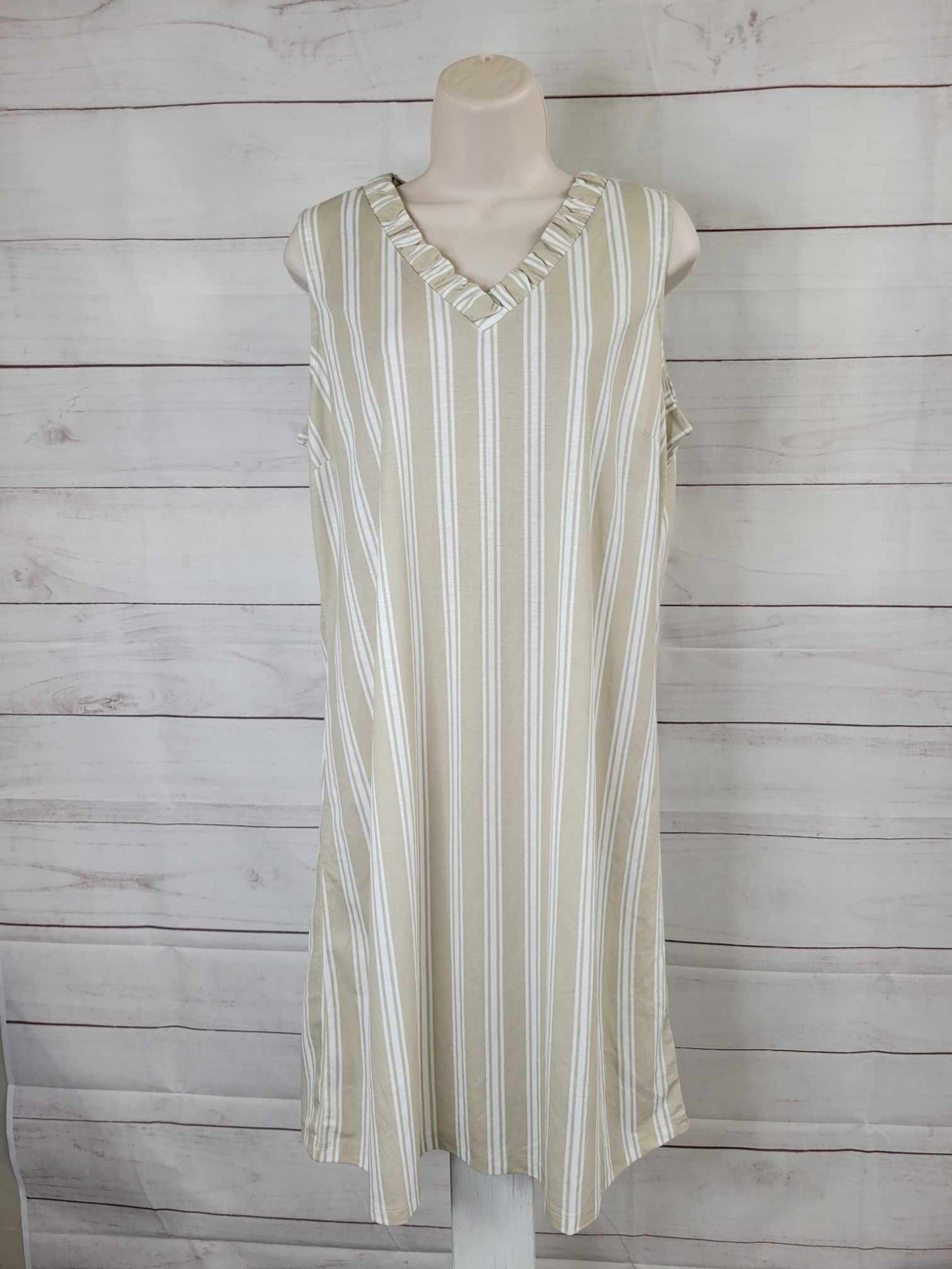 XSMALL SAND A605539 Belle Beach by Kim Gravel Cabana Knit V-Neck Tank Dress