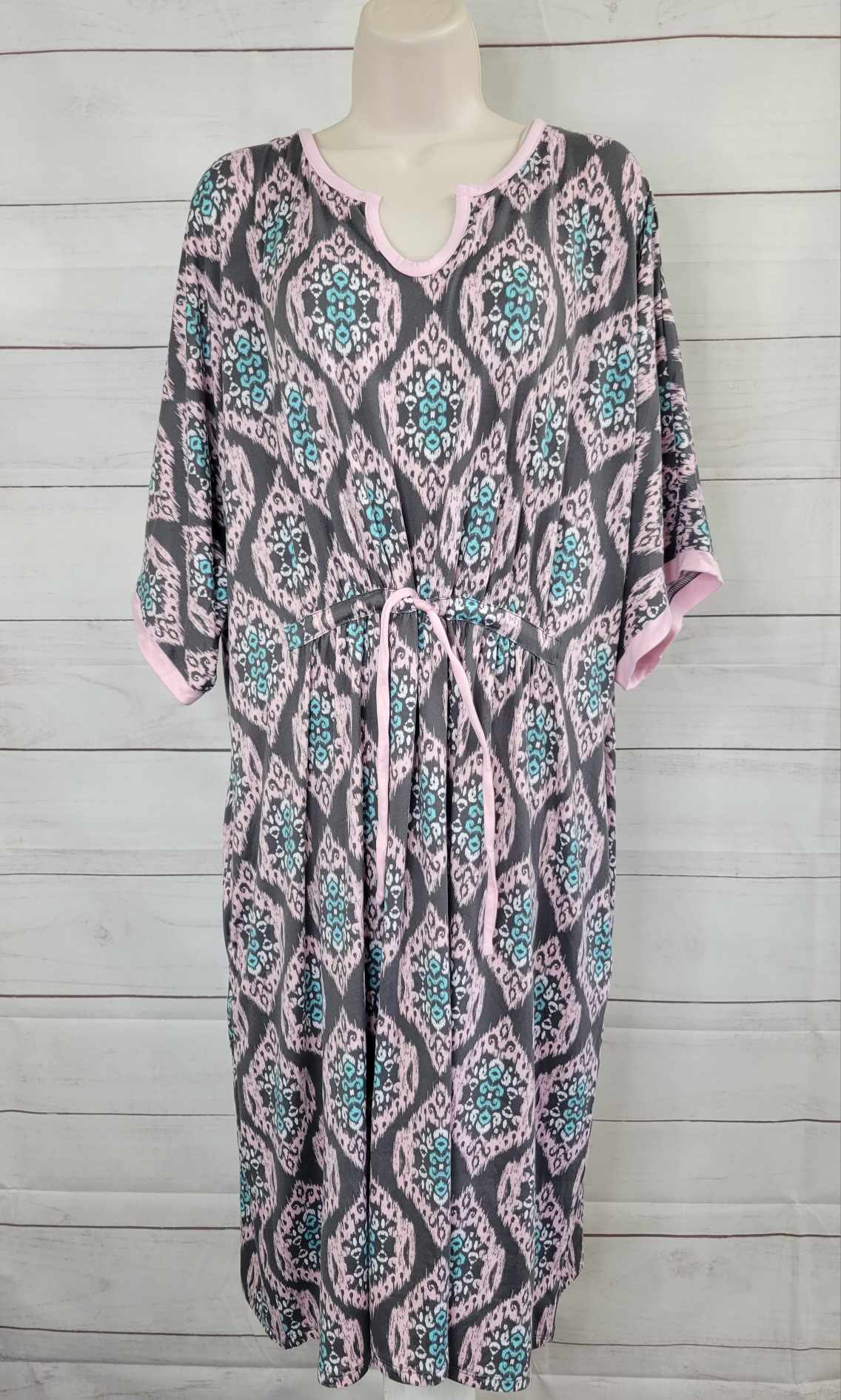 XLARGE STONE A590014 Carole Hochman Feather Soft Tie Front Caftan