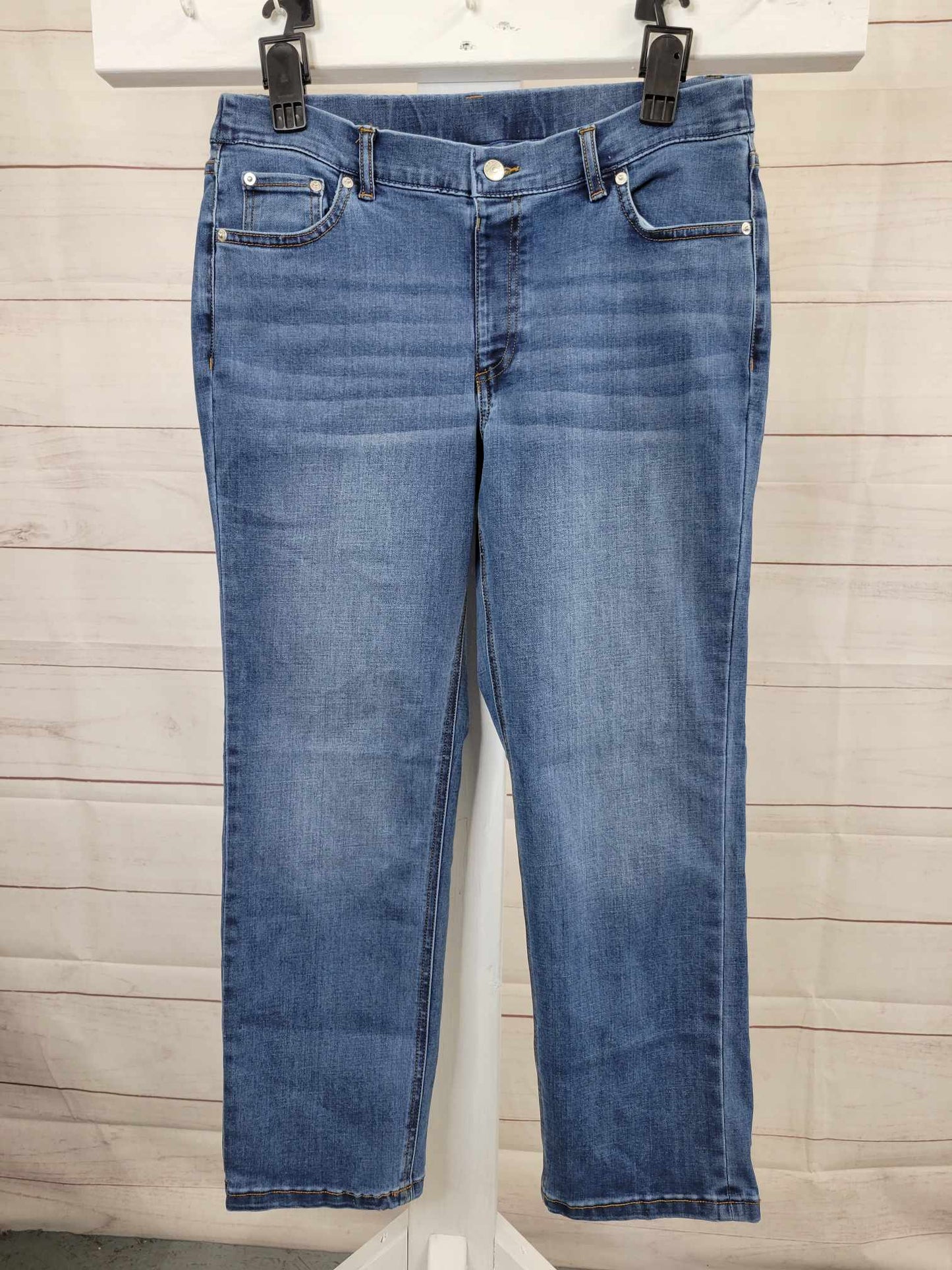 12P M. WASH A575174 Denim & Co. Coolmax All Season Petite Straight Leg Jean