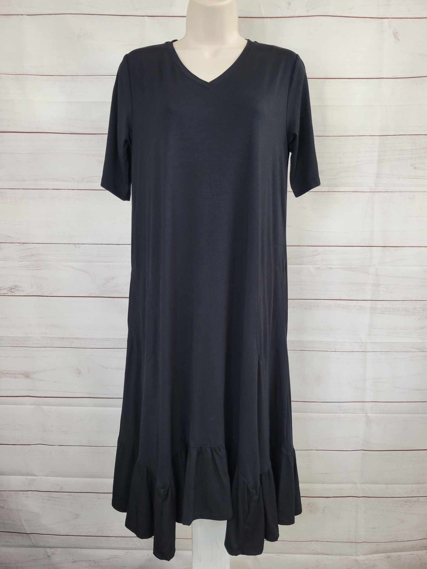 XSMALL BLACK A606868 LOGO by Lori Goldstein Regular Rayon 230 Elbow Sleeve Dress