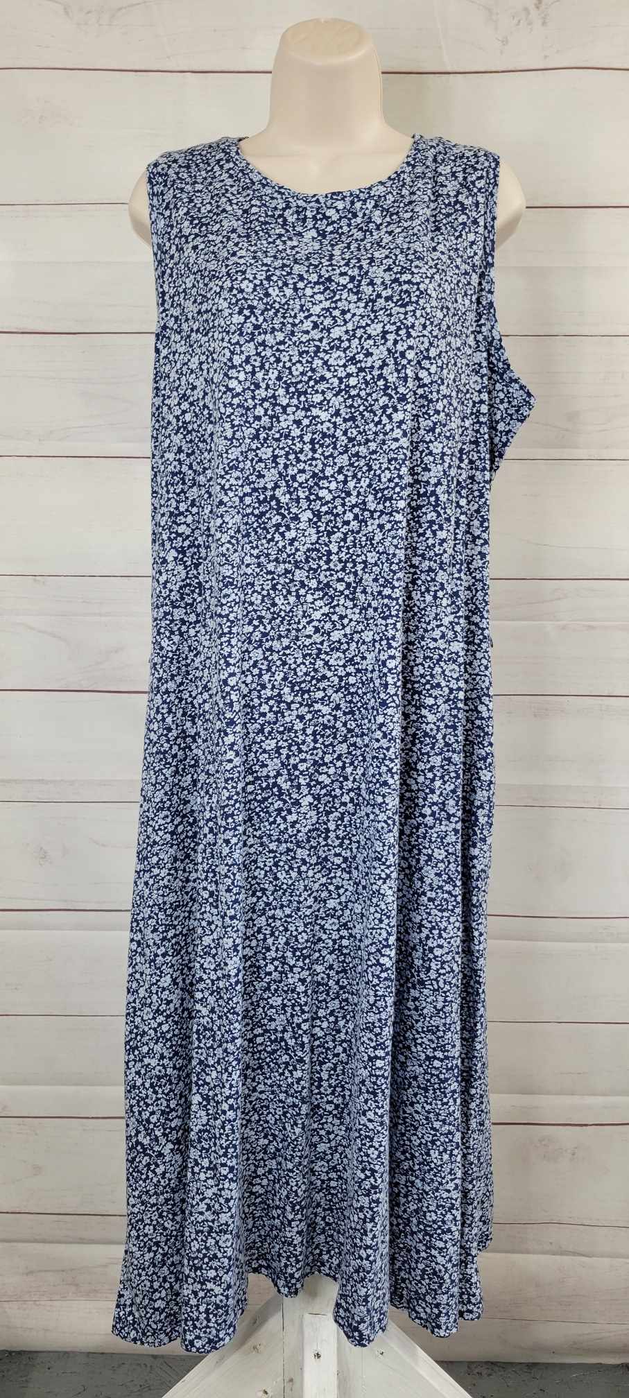 1X BLUE A587241 Encore by Idina Menzel Petite Easy Jersey Tee Dress