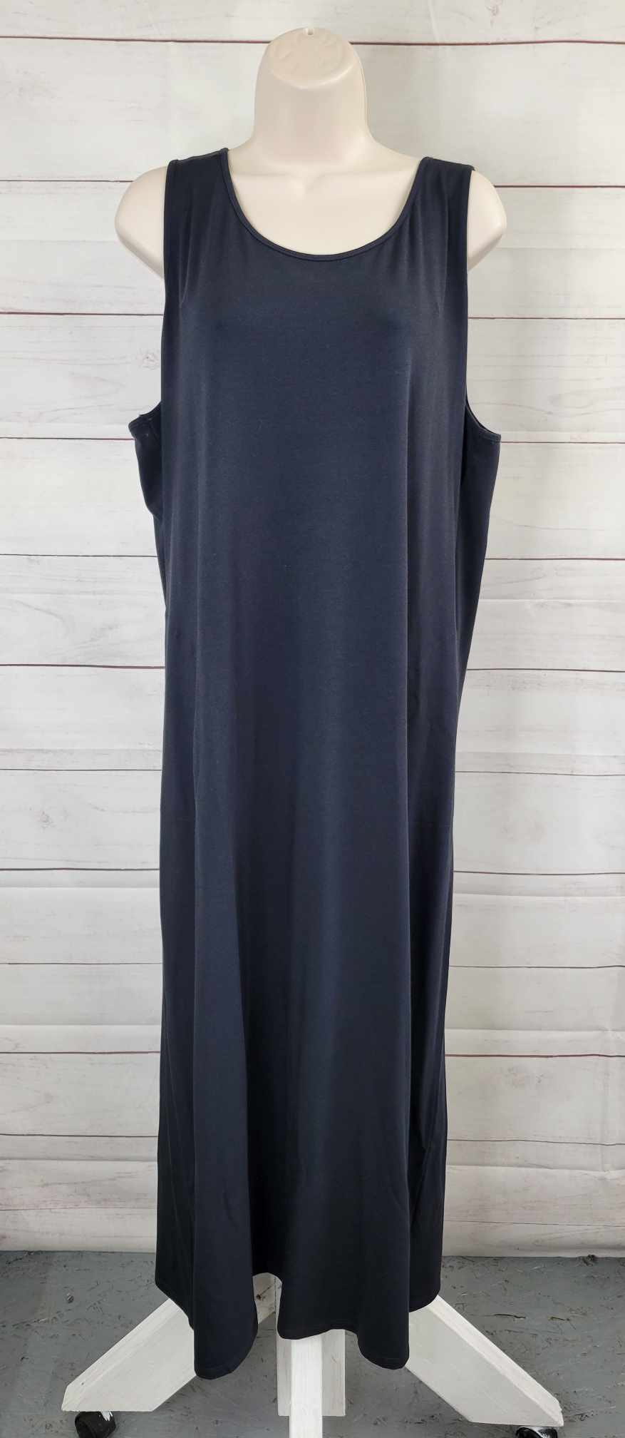 XLARGE BLACK A498311 Belle by Kim Gravel TripleLuxe Knit Regular Long Tank Dress