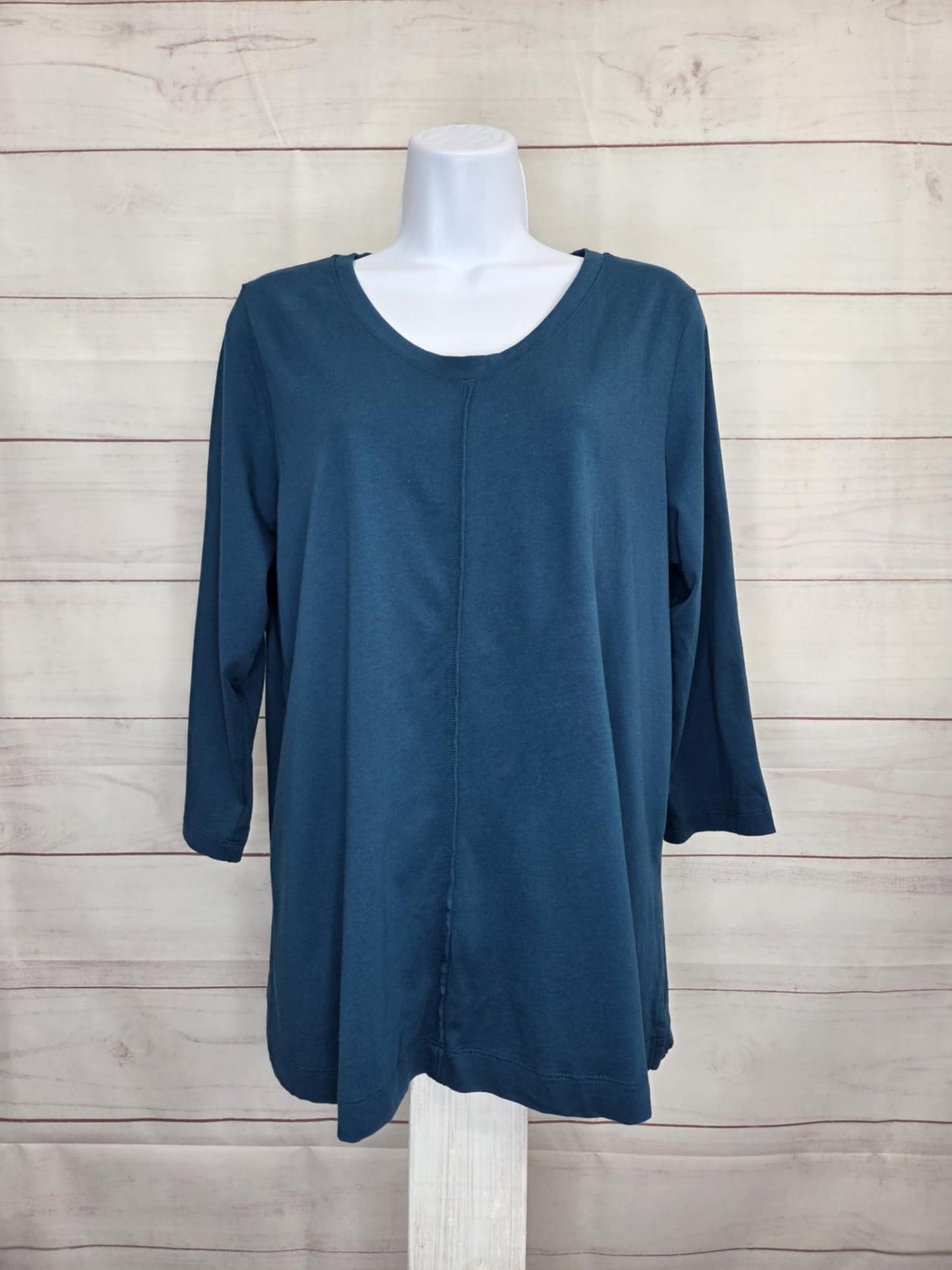LARGE TEAL A702439 LOGO Principles by Lori Goldstein 3/4 Sleeve Knit Top
