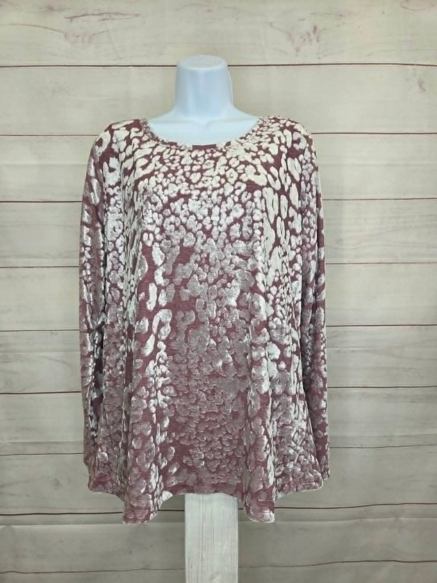LARGE A704064 Women with Control Burnout Knit Long Sleeve Top