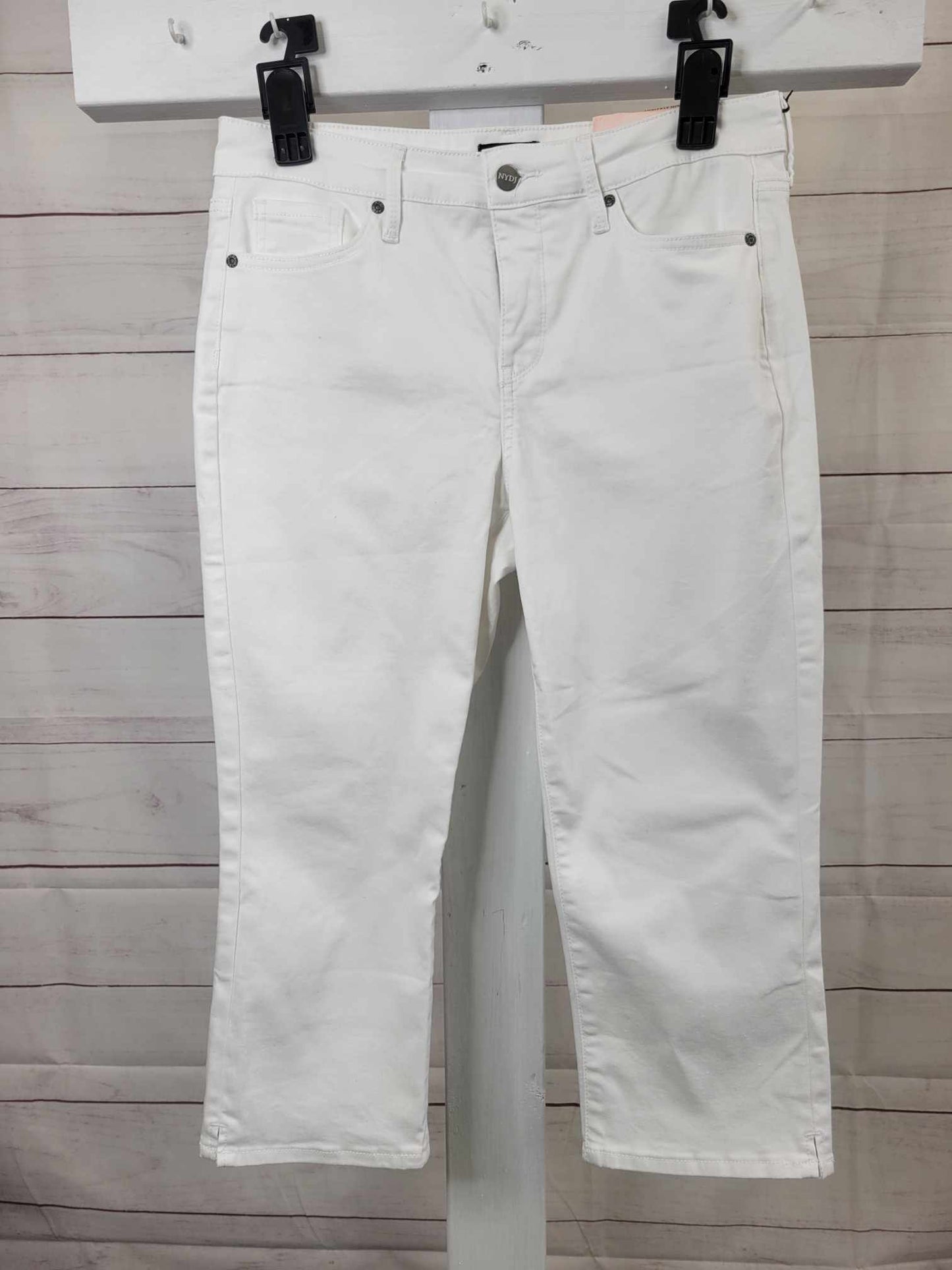 8R WHITE A617252 NYDJ Curves 360 Slim Straight Capri Jeans- Optic White