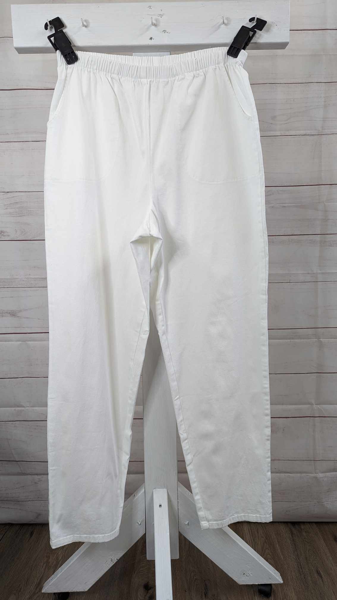 1XT WHITE A380917 Denim & Co. Original Waist Stretch Tall Side Pocket Pants - Core