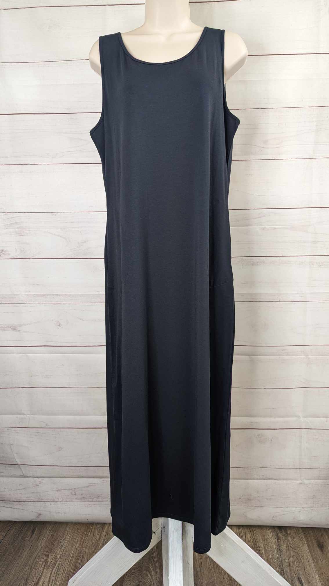 SMALL BLACK A498311 Belle by Kim Gravel TripleLuxe Knit Regular Long Tank Dress