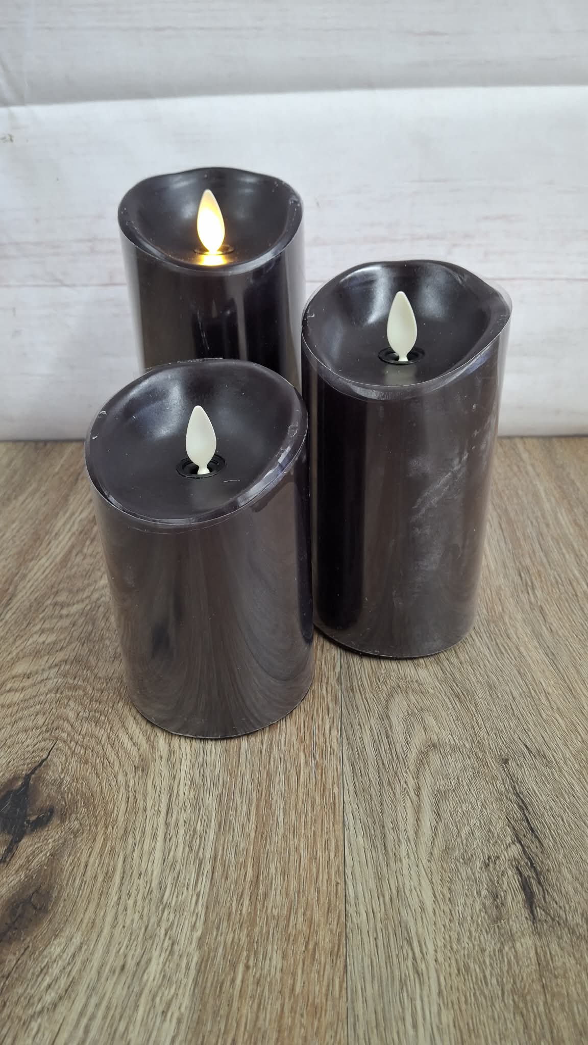 Luminara Set of 3 Colorscape Flameless Pillars BLACK