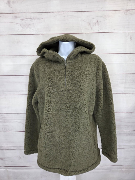 XSMALL OLIVE A386546 Koolaburra by UGG Cozy Brushed Back Sherpa 1/4 Zip Hoodie
