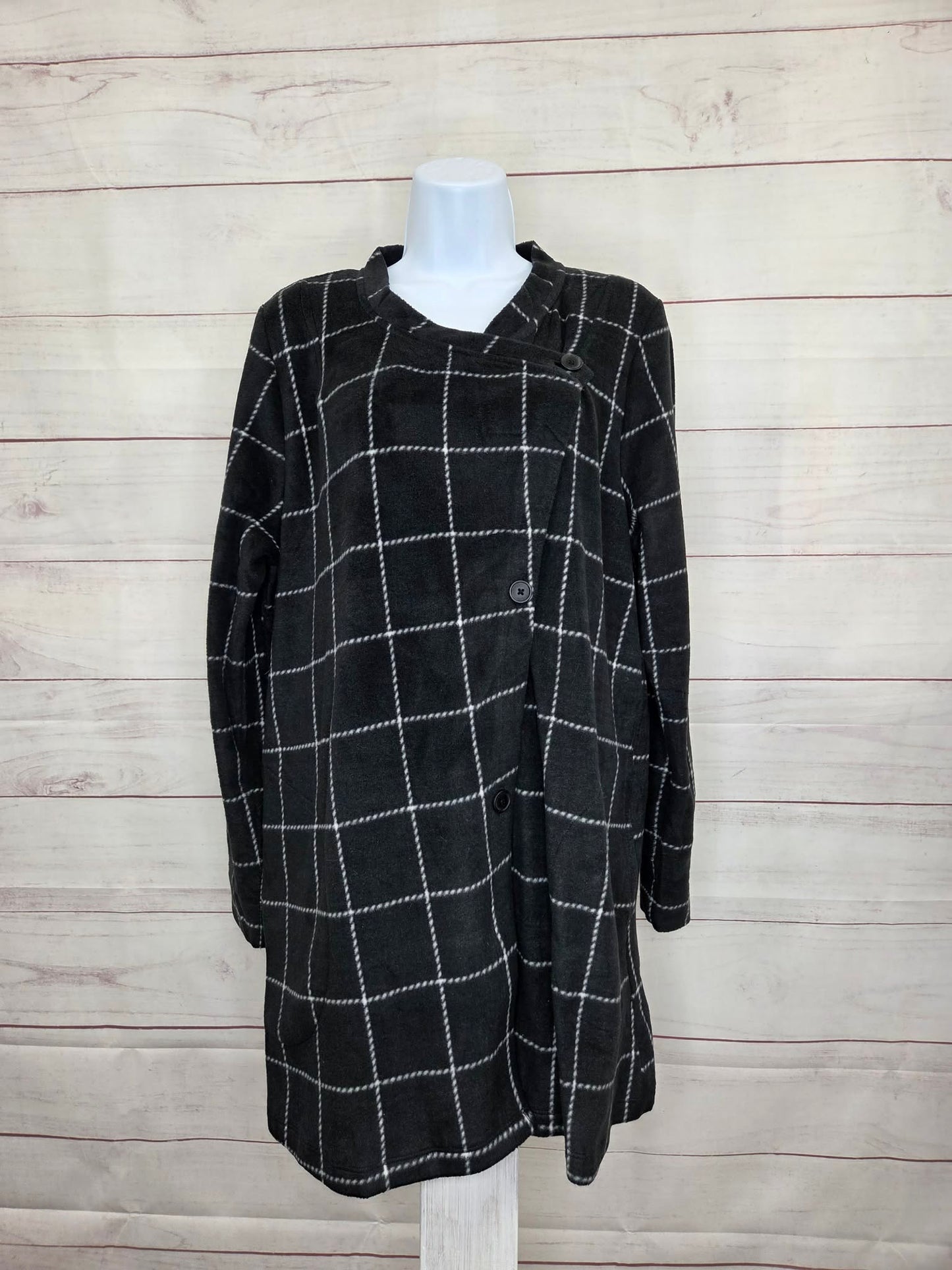 SMALL PLAID A705522 Cuddl Duds Fleecewear with Stretch Button Front Wrap
